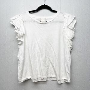 Industry 100% Pima Cotton Ruffle Top Womens 1X Beach Coastal Chic Nautical